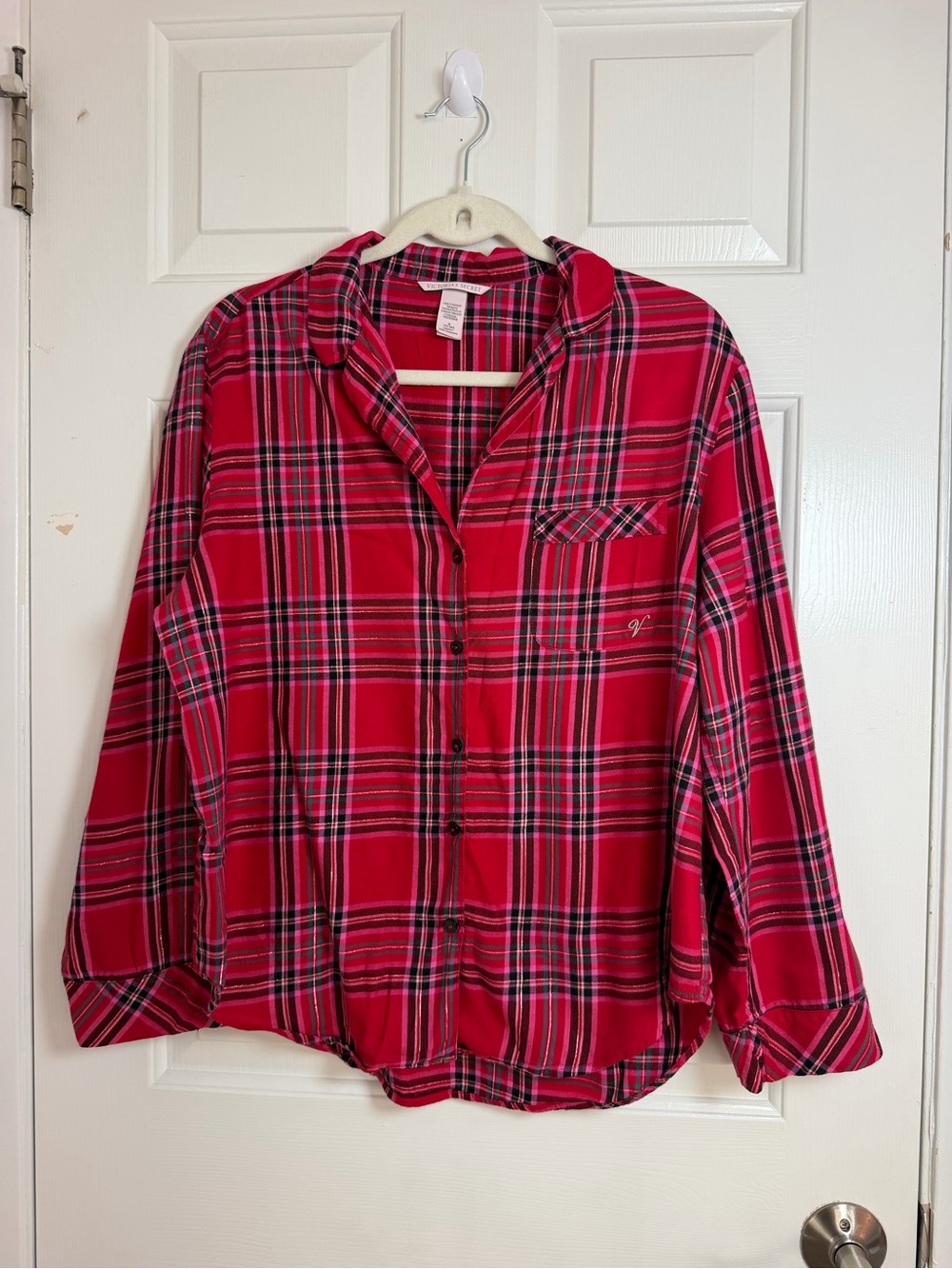 Victoria's Secret Red Plaid Button-Down Shirt